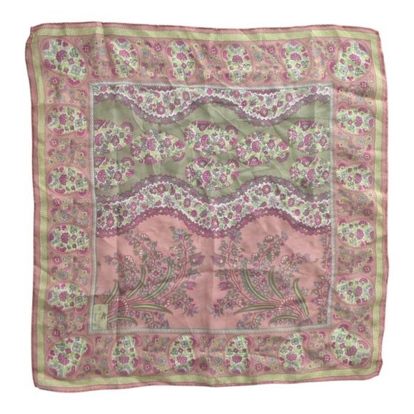Etro Pink and Green Paisley Small Square Scarf - Picture 1 of 2